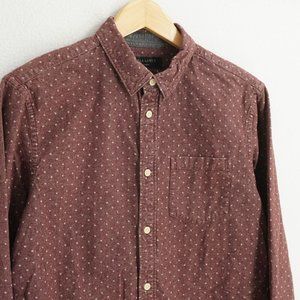 Allsaints Mens Shirt Button Up Long Sleeve Soft Twill Purple Cotton Size Medium